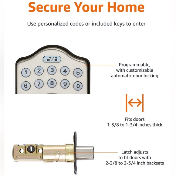 Amazon Basics Traditional Electronic Keypad Deadbolt Door Lock, Keyed Entry - Picture 2 of 5